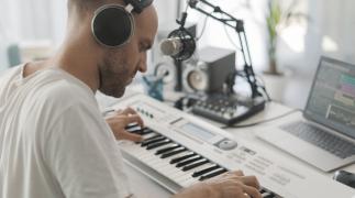 A man composing music