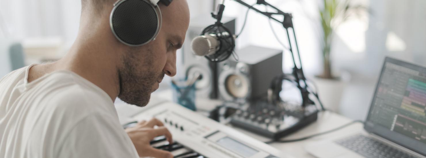 A man composing music