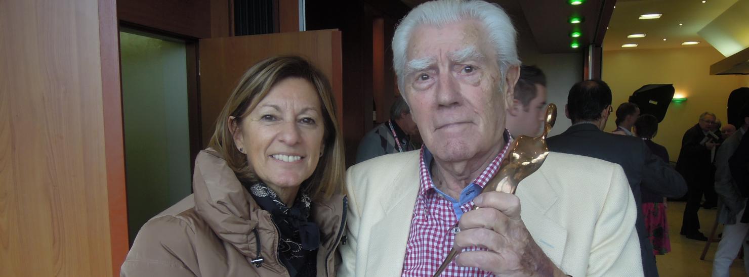 Staf Knop met dochter Magda en muze van Sabam