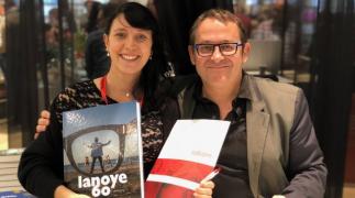 Eline Trenson en Tom Lanoye actie Sabam Confituur op de boekenbeurs