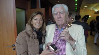Staf Knop met dochter Magda en muze van Sabam
